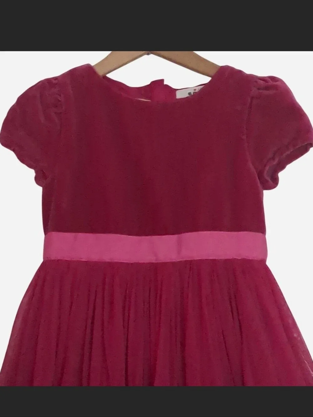 VINTAGE MINI BODEN CHERRY JAM VELVET TULLE PARTY DRESS 5-6 yr